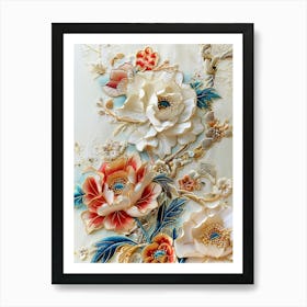 Embroidered Flowers 38 Art Print