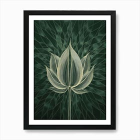 Lotus Abstract Art in Green Art Print