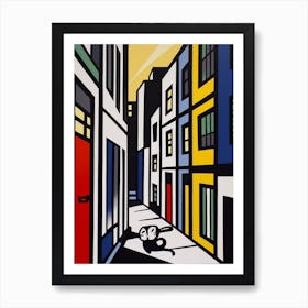 Painting Of London With A Cat In The Style Of Pop Art, Illustration Style 3 Art Print