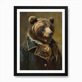 Victorian Animal Portrait, Royal Bear Vintage Print, Renaissance Animal Dark Moody Print, Dressed Animal Art, Animal Lover Gift Art Print