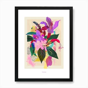 Fuchsia 4 Neon Flower Collage Poster Art Print