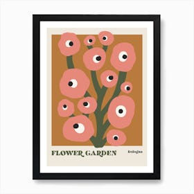 Flower Garden Bologna Brown And Pink Art Print