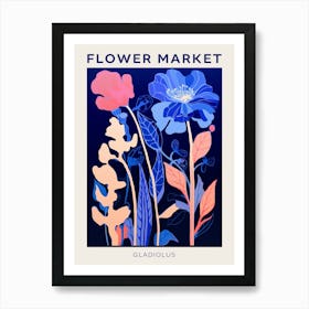 Blue Flower Market Poster Gladiolus 4 Art Print