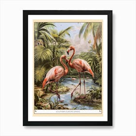 Greater Flamingo Southern Europe Spain Tropical Illustration 4 Poster Art Print