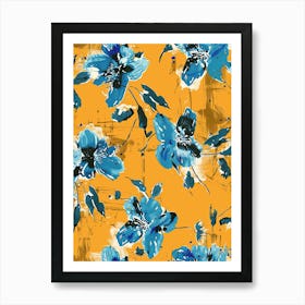 Blue And Yellow Flowers Art Print