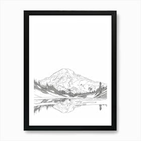 Mount Rainier Usa Line Drawing 6 Art Print
