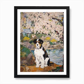 Painting Of A Dog In Brooklyn Botanic Garden, Usa In The Style Of Gustav Klimt 03 Art Print