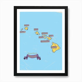 Hawaiian Vintage Map Art Print