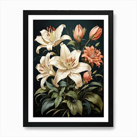 Lilies Flower Illustration Art Print 2 Art Print