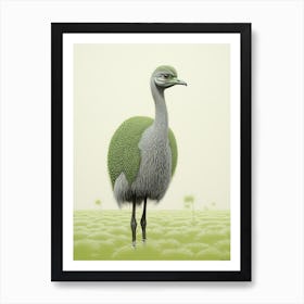 Ohara Koson Inspired Bird Painting Ostrich 1 Art Print