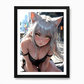 Anime Girl With Cat Ears 11 Art Print