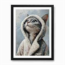 Cat In Bathrobe 3 Art Print