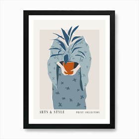 Japanese kimono, Asian art, Woman with potted plant Art Print