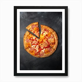 Pizza, blackboard — Food kitchen poster/blackboard, photo art 1 Art Print