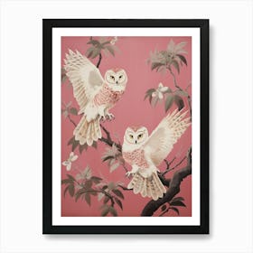 Vintage Japanese Inspired Bird Print Owl 2 Art Print