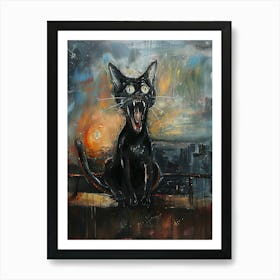 Fantastic Cat Screaming 19 Art Print