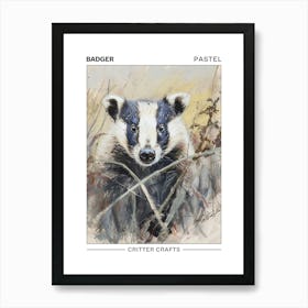 Badger Pastel Watercolour 1 Poster Poster