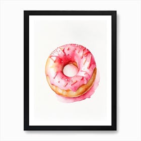 Strawberry Frosted Donut Cute Neon 3 Art Print
