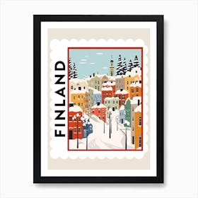 Retro Winter Stamp Poster Helsinki Finland 1 Art Print