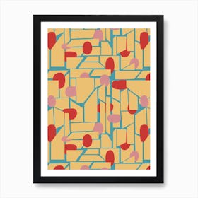 Poppy Abstract Geometric In Yellow Art Print