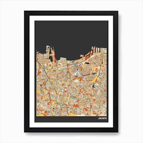 Jakarta Indonesia Map Art Print