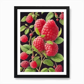 Raspberries On A Branch Art Print