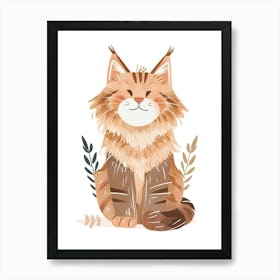 Maine Coon Cat Clipart Illustration 4 Art Print