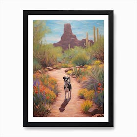 A Painting Of A Dog In Desert Botanical Garden, Usa In The Style Of Impressionism 01 Art Print