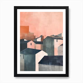 Nice Rooftops Morning Skyline 3 Art Print