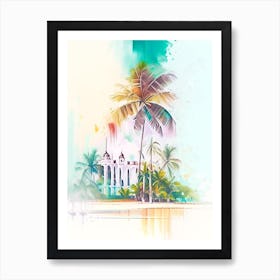 Punta Cana Dominican Republic Watercolour Pastel Tropical Destination Art Print