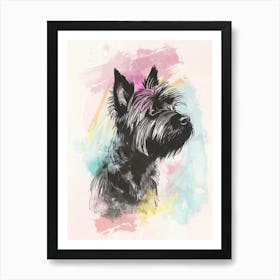 Pastel Skye Terrier Dog Line Illustration 2 Art Print