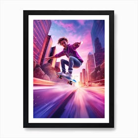 Skateboarding In Melbourne, Australia Futuristic 3 Art Print