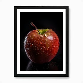 Red Apple With Water Droplets Art Print