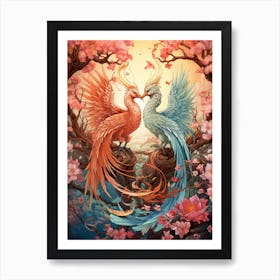 Dragon And Phoenix Illustration 9 Art Print