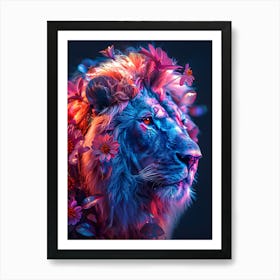 Lion With Flowers 14 Art Print