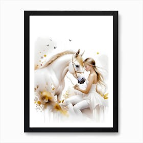 Girl And Her Horse Art Print