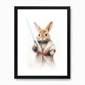 Bunny Rabbit As A Jedi Watercolour 4 Art Print
