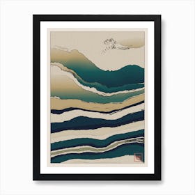 Abstract Coastal Landscape Inspired By Minimalist Japanese Ukiyo E Painting Style 3 Art Print