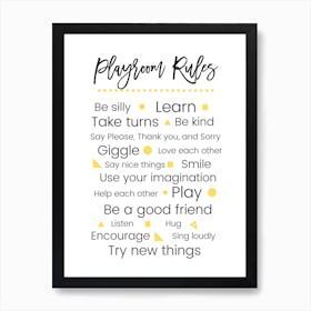 Yellow Playroom Rules Art Print