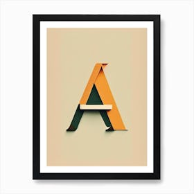 A  Letter, Alphabet Retro Minimal 1 Art Print