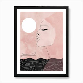 Portrait Of A Woman In The Sea Art Print