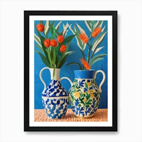 Two Vases With Flowers 2 Art Print