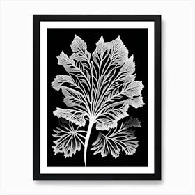 Cilantro Leaf Linocut 1 Art Print