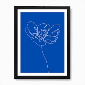 Flower On A Blue Background Art Print