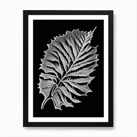 Elm Leaf Linocut 2 Art Print