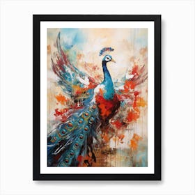 Peacock Abstract Expressionism 2 Art Print