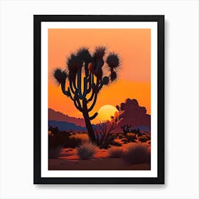 Joshua Tree At Sunrise Vintage Botanical Line Drawing  (11) Art Print