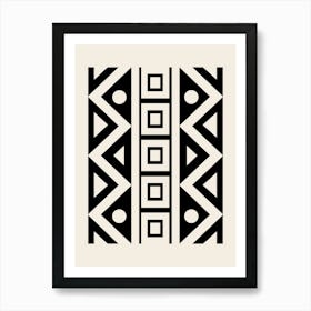 Abstract Black Beige Geometric African Tribal Pattern, Mud Cloth, Neutral Boho Art Print