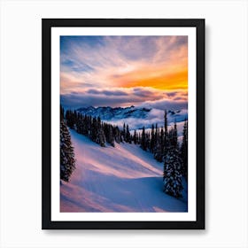 Solda, Italy Sunrise Skiing Poster Art Print