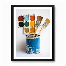 Paint Palettes And Brushes Art Print